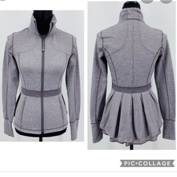 Lululemon Peplum Riding Jacket Heathered Magnum grey size 8 LIKE NEW - Picture 1 of 9